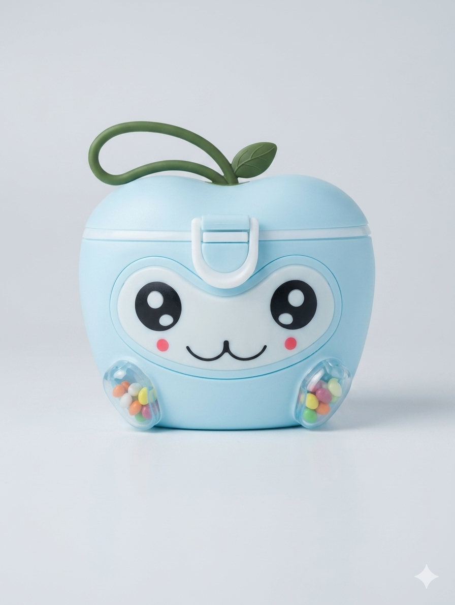 Apple-Shaped Portable Baby Milk Powder Dispenser and Snack Storage Container with Measuring Scoop