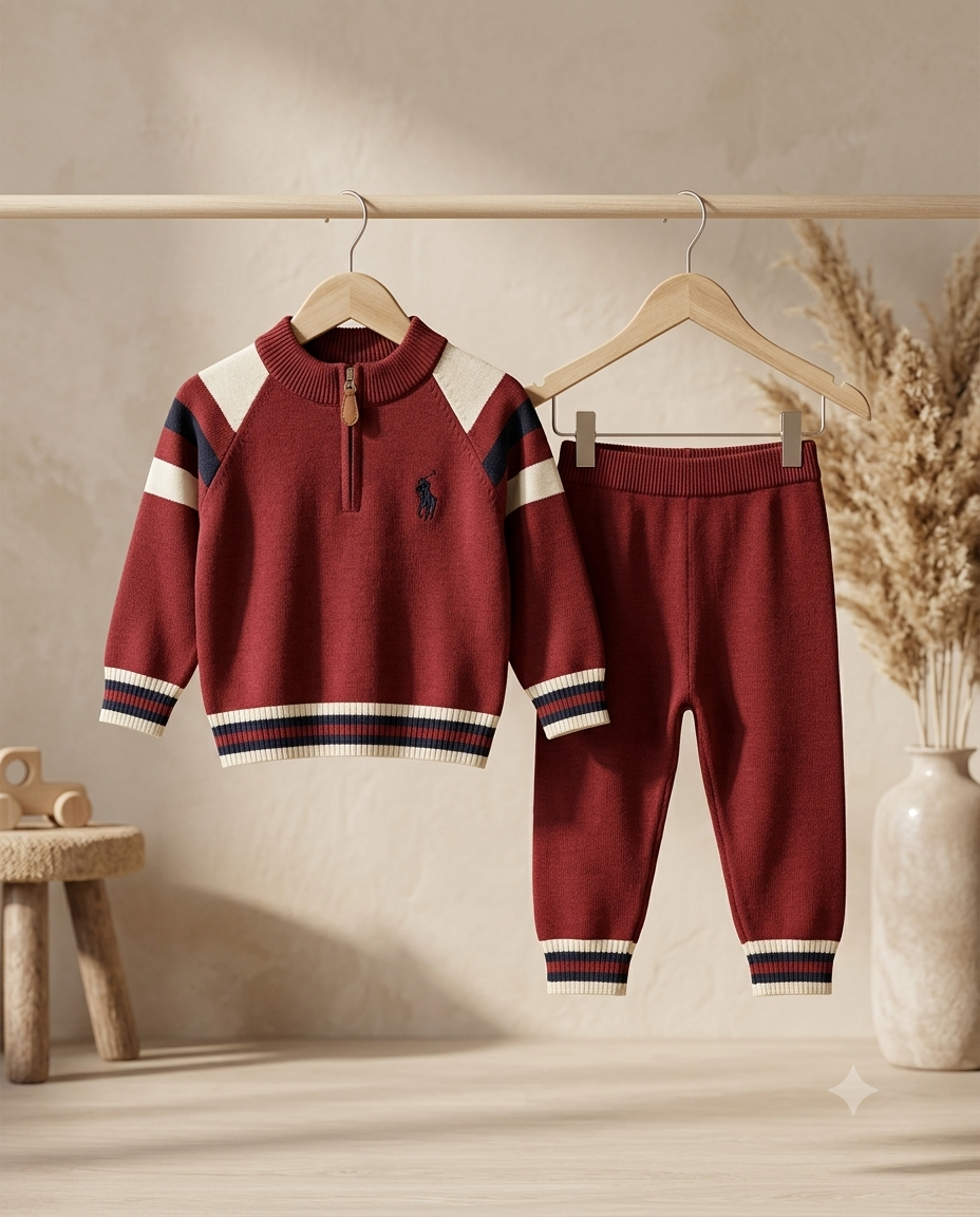 Enhance your child's wardrobe with this elegant and comfortable knitted outfit, perfect for any occasion.