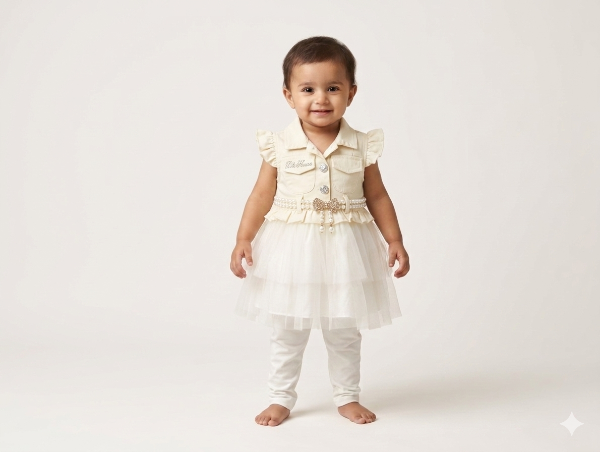 Toddler Girl's 2-Piece Ruffle Denim Vest and Tiered Tulle Tutu Dress Set