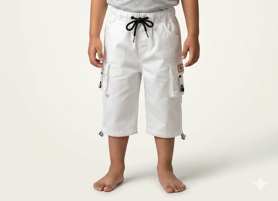 Durable Kids Multi-Pocket Cargo Shorts with Adjustable Toggle Hems and Comfortable Elastic Drawstring Waistband