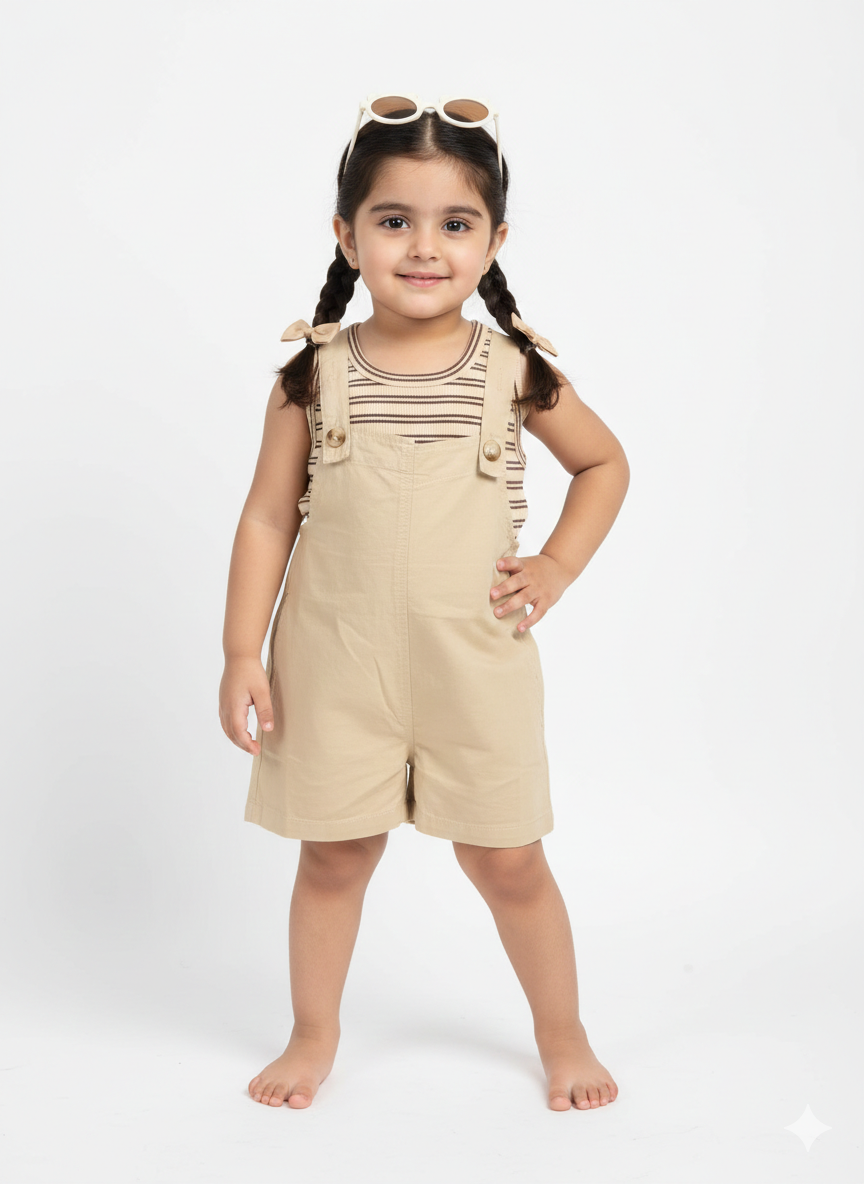 Toddler Girls' 2-Piece Ribbed Striped Tank and Shorts Romper Set with Matching Retro Sunglasses