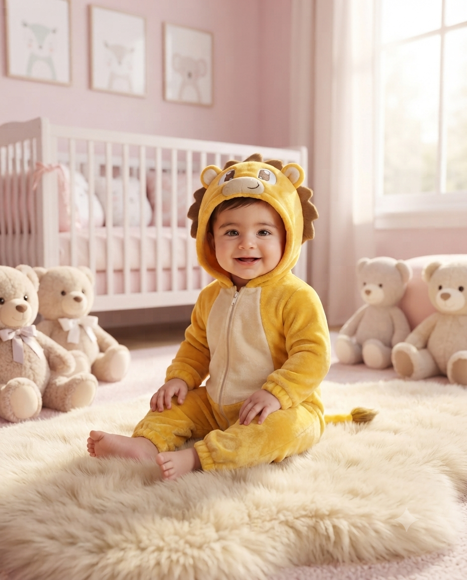 Cute Animal Hooded Winter Romper Outfit For Newborn Baby Boy And Girl