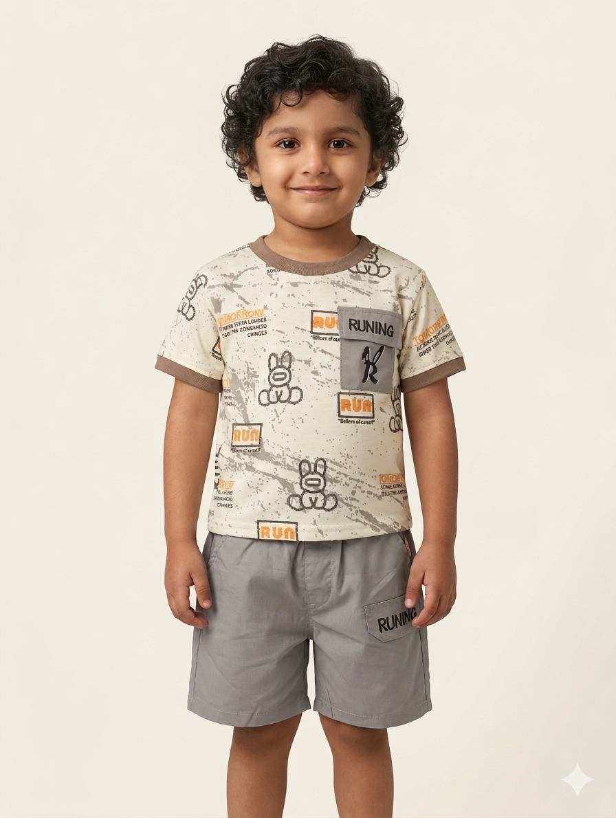 Boys' Casual Graphic Print T-Shirt and Shorts Set - Comfortable Cotton Summer Activewear Outfit
