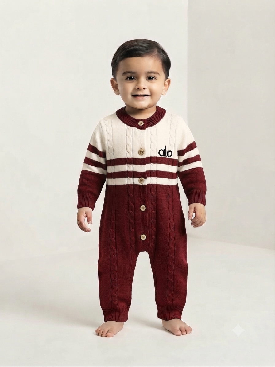 Cozy Cable Knit Baby Rompers for Infants Stylish Soft Material Comfortable Everyday Wear Trendy Outfits