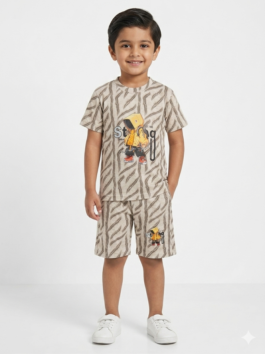 Stylish Boys Graphic Streetwear T-Shirt and Shorts Summer Set for Cool Daily Wear