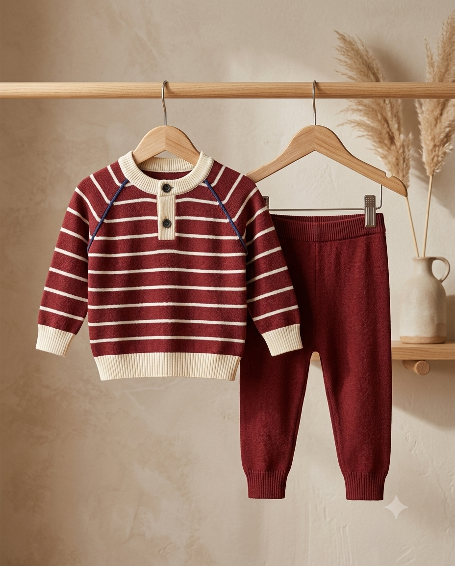 Enhance your child's wardrobe with this elegant and comfortable knitted outfit, perfect for any occasion.