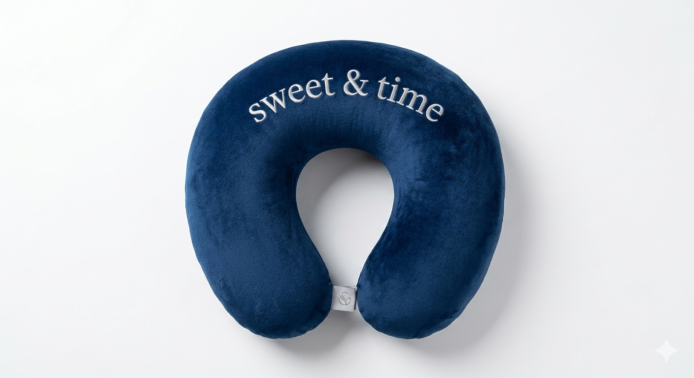 Premium Navy Blue Travel Neck Pillow – Soft Plush Support