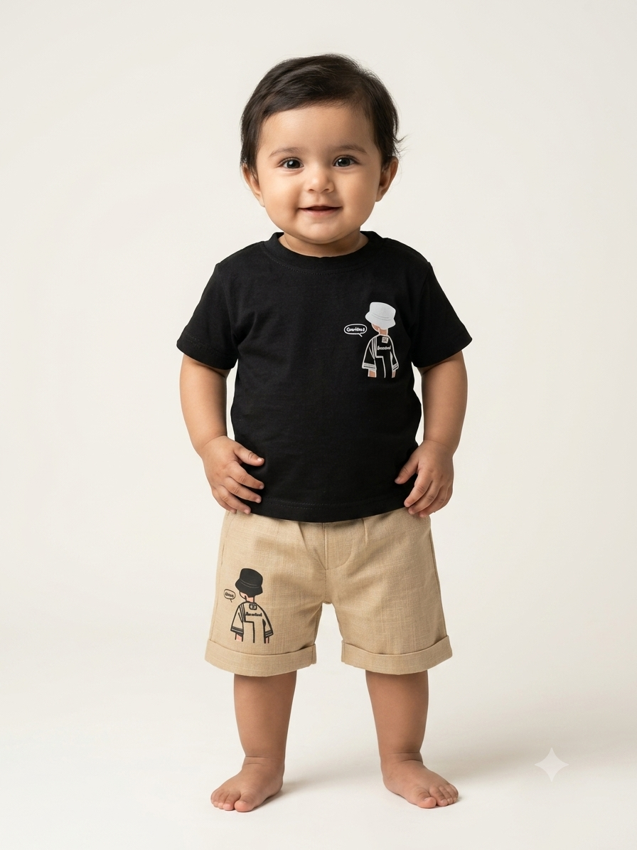 Boys Graphic Print Casual T-Shirt and Shorts Outfit Set