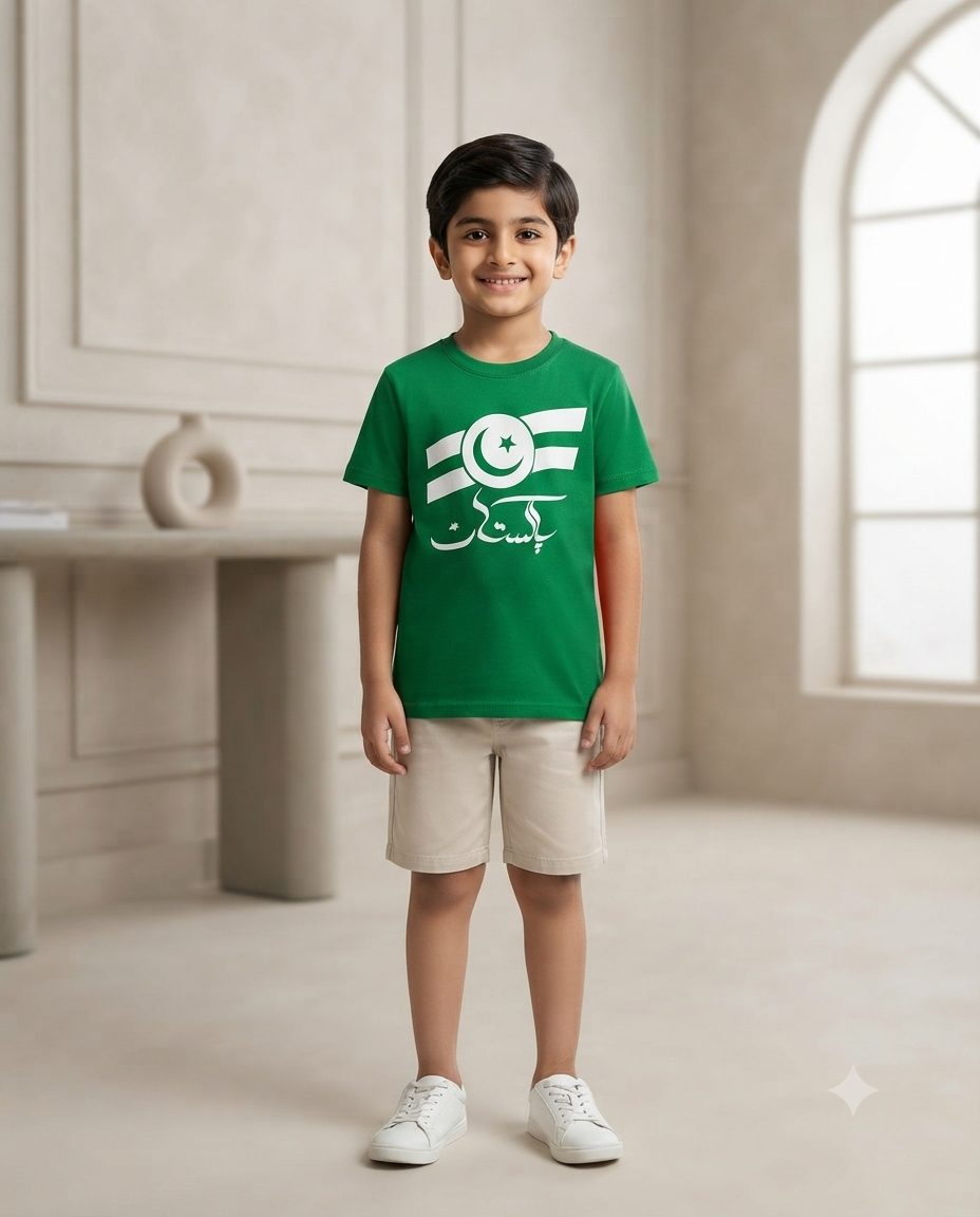 Pakistan Independence Day Premium Graphic T-Shirt For Kids Soft Cotton