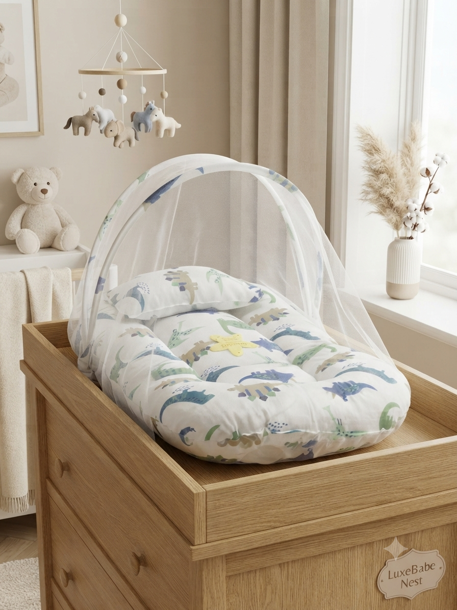 Comfortable Portable Baby Nest Bed With Protective Mosquito Net For Safe And Peaceful Sleep