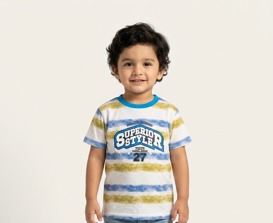 Boys Superior Styler Athletic Division Striped Cotton T-Shirt Comfortable Short Sleeve Casual Summer Tee