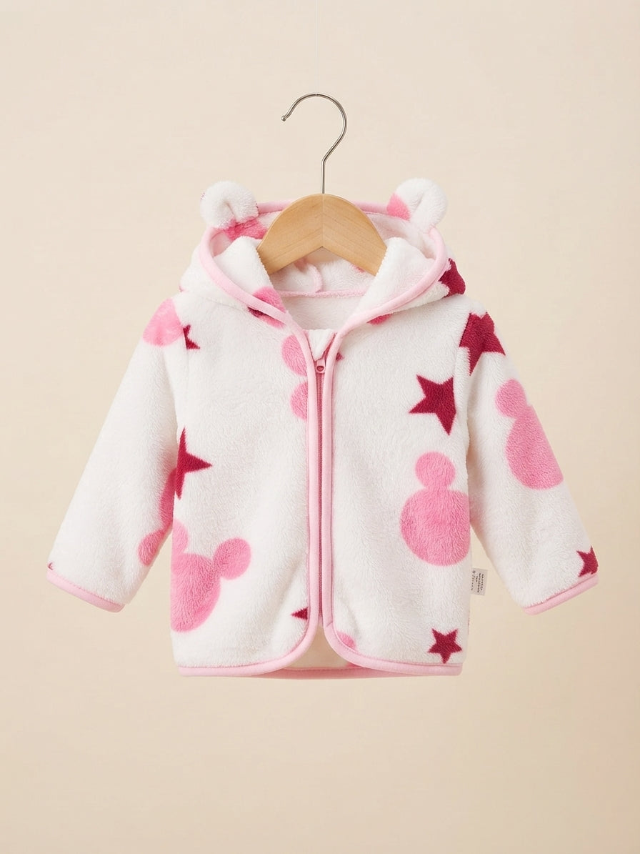 Cozy Fleece Hoodie Featuring Cute Little Sheep Print For Baby Girls And Kids