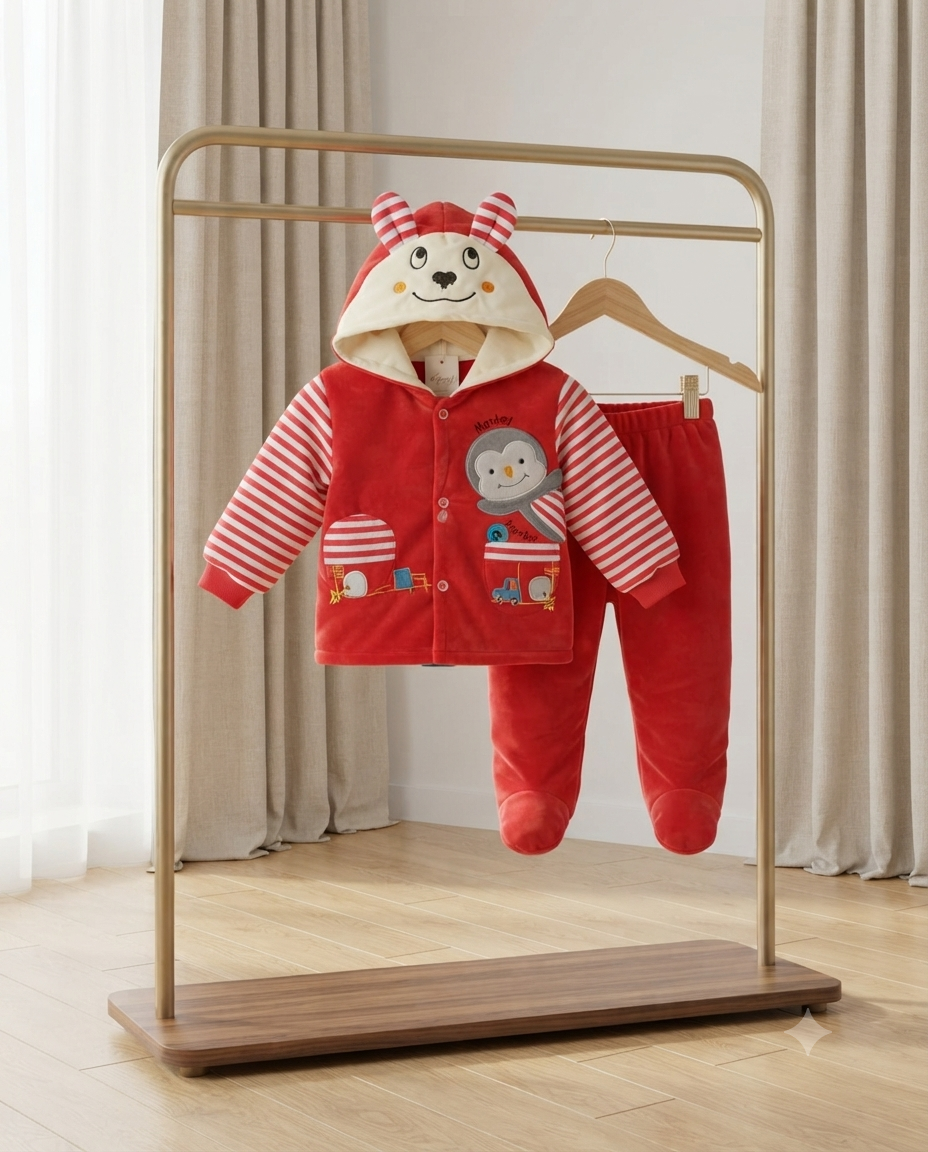 Cute Baby Fleece Hooded Jacket and Pants Set