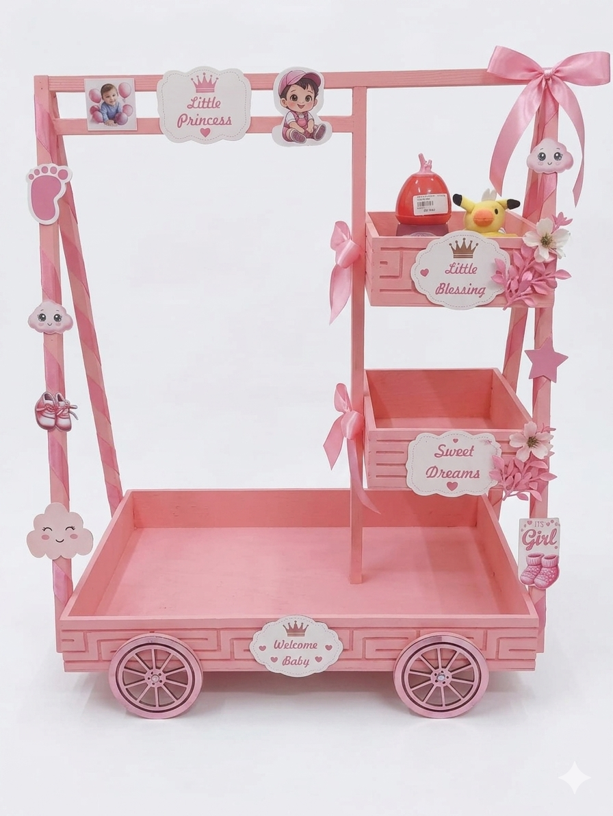 Decorative Baby Carriage Display Stand For Nursery Organizing Gift Hampers