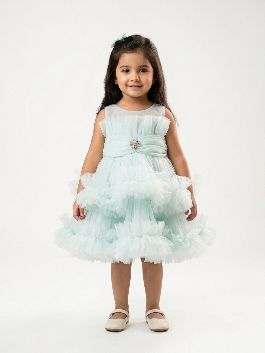 Elegant Tulle Layered Party Dress for Girls – Premium Festive Occasion Wear