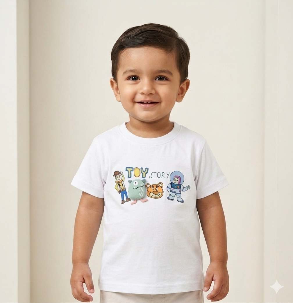 Disney Pixar Toy Story Light Blue Cotton Graphic Tee for Toddler Boys Casual Wear