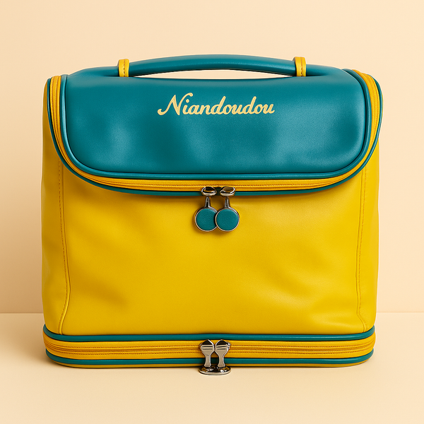 Nianduoduo Multi-Pocket Travel Handbag – Waterproof Organizer Tote Bag (Pink, Green & Yellow)