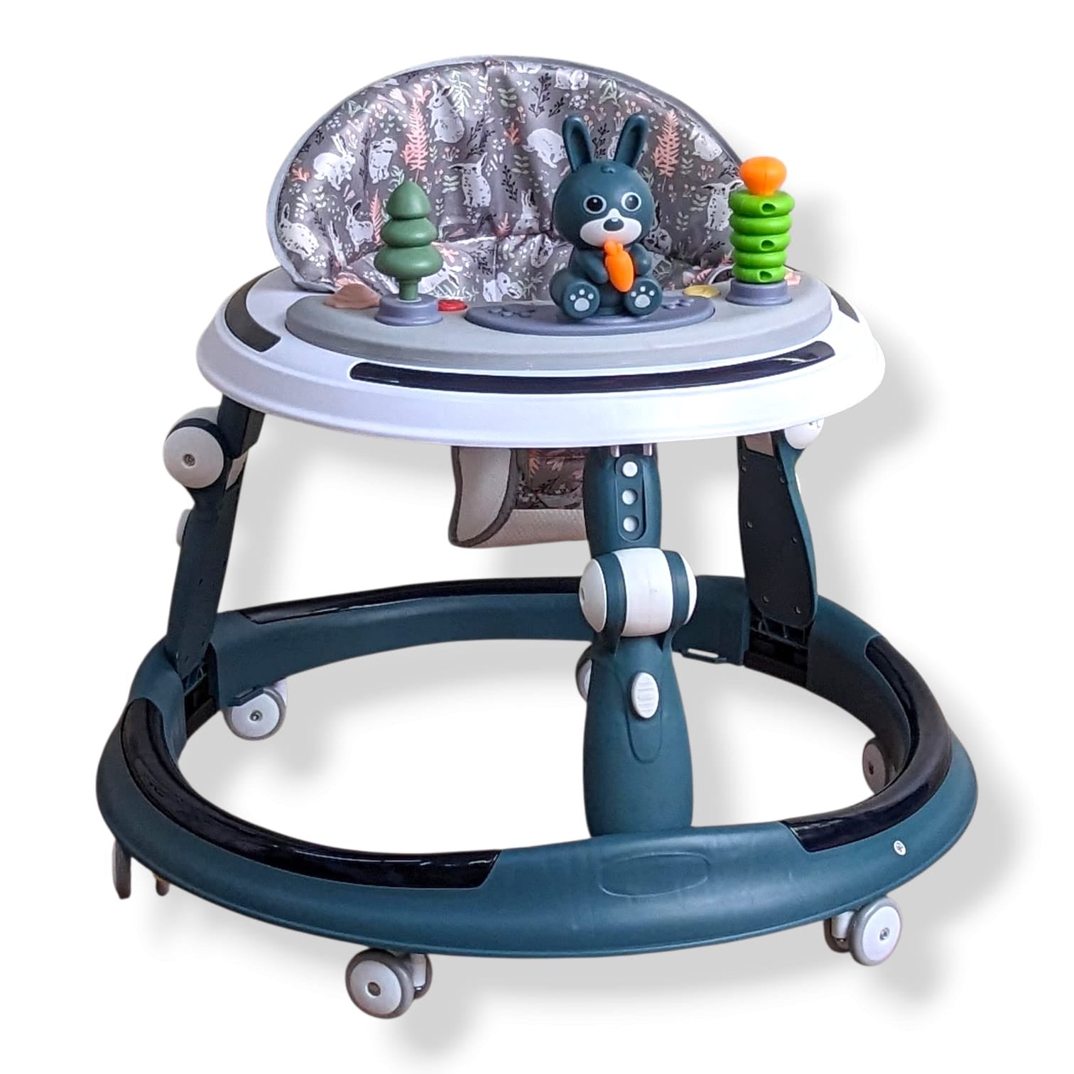 Premium Baby Walker with Activity Toys – Foldable, Adjustable Height, 360° Wheels (Green)