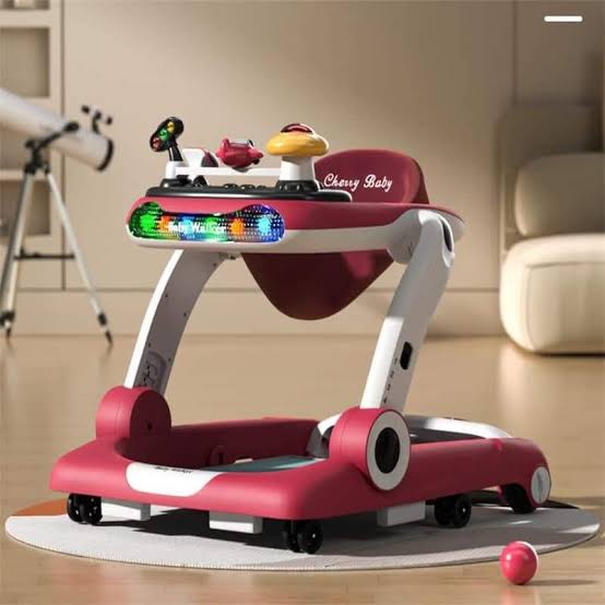 Kidilo Baby Walker with Musical Activity Toy – Adjustable Height, Foldable Design, 360° Wheels