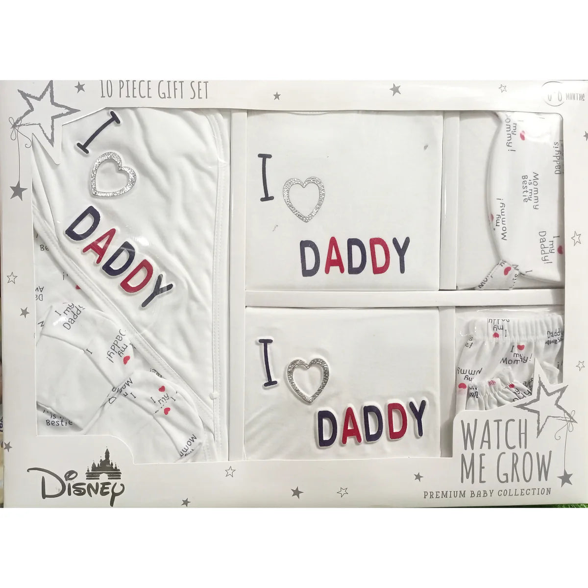 Disney Premium 10 Piece Baby Gift Set White I Love Daddy Newborn Essentials Kit