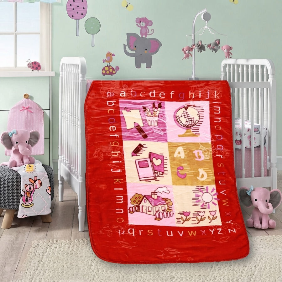 Educational Alphabet Letter Print Soft Flannel Baby Blanket For Warm Cozy Nursery Bedding