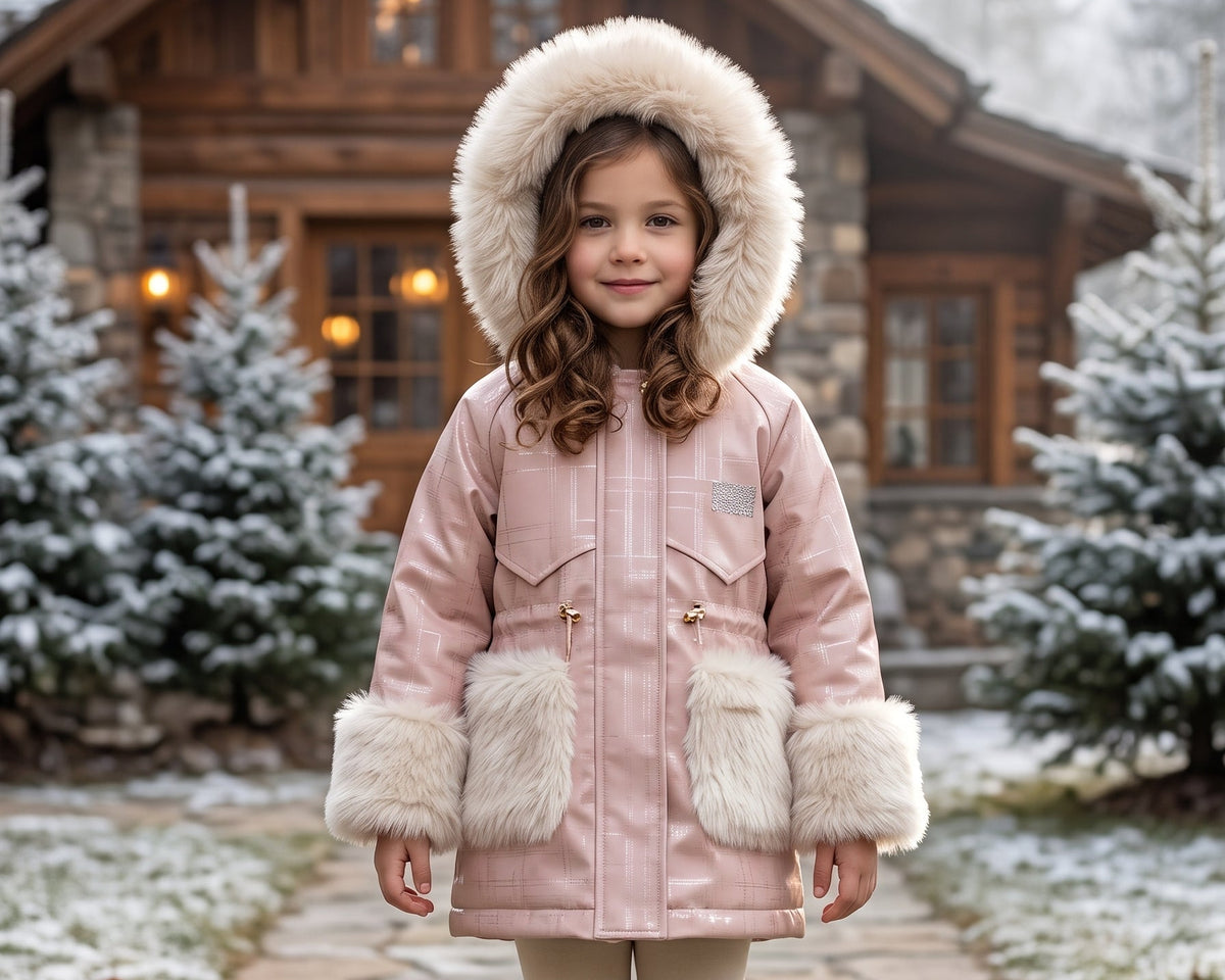 Toddler Girls Elegant Fur Hooded Winter Parka Coat Warm Outerwear Jacket Kids Fashion