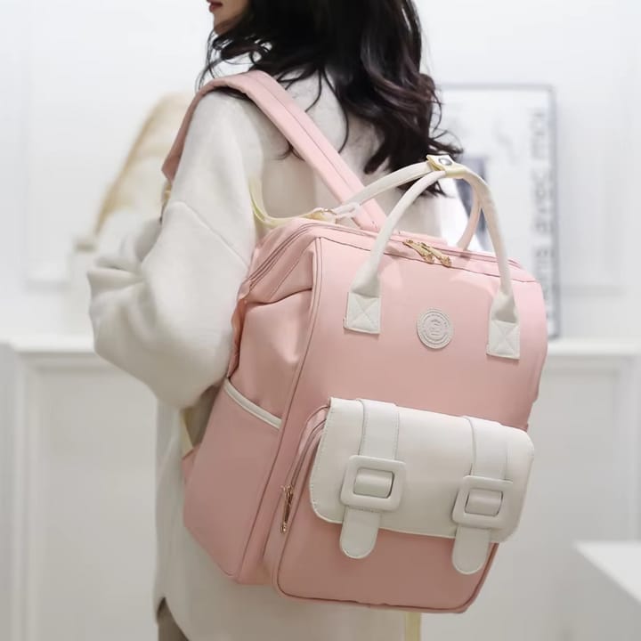 Elegant Mommy Diaper Backpack with Front Flap Pocket β Spacious, Stylish & Durable