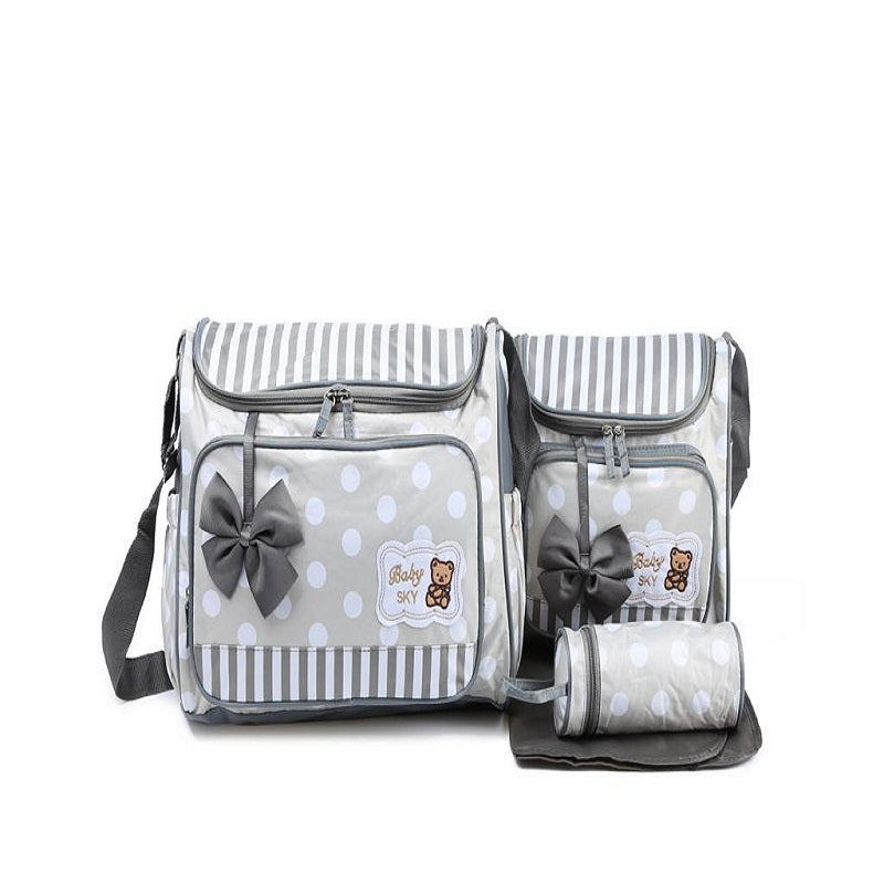 👜 Premium Baby Diaper & Mommy Bag Set – Stylish, Spacious & Practical (Grey/White & Blue)