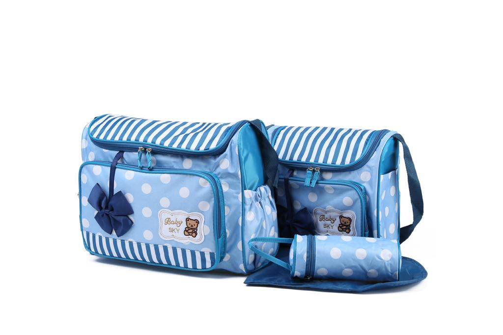 👜 Premium Baby Diaper & Mommy Bag Set – Stylish, Spacious & Practical (Grey/White & Blue)