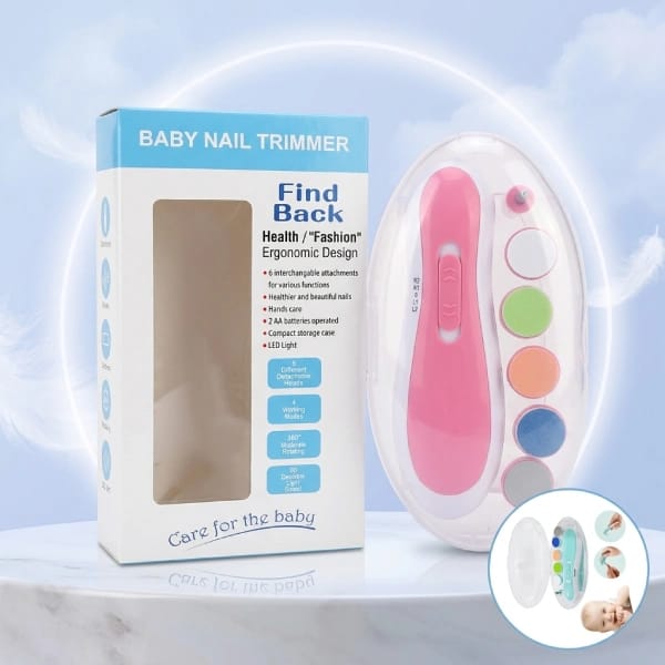Electric Baby Nail Trimmer Safe Infant Manicure Set With Six Grinding Heads Premium Pink