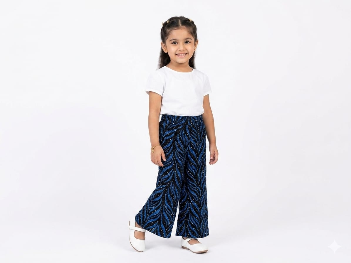 Stylish Girls Wide-Leg Printed Palazzo Pants - Comfortable & Trendy Ethnic Wear