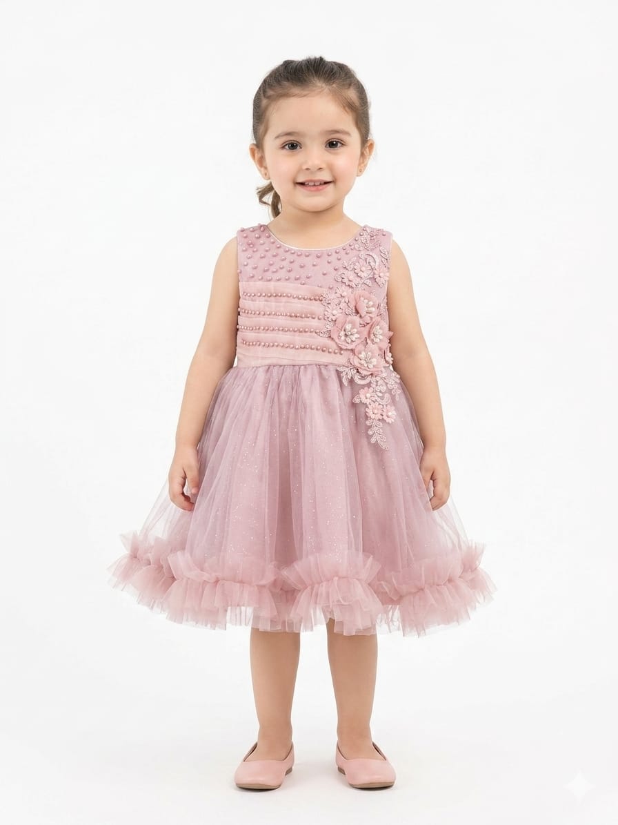 Elegant Embellished Tulle Party Dress for Girls: Sparkle and Grace for Special Occasions