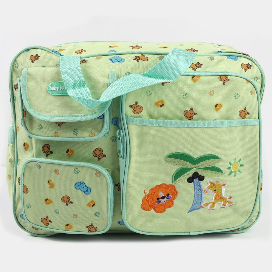 Baby Diaper Bag Set with Matching Bottle Holder and Changing Mat - Light Green