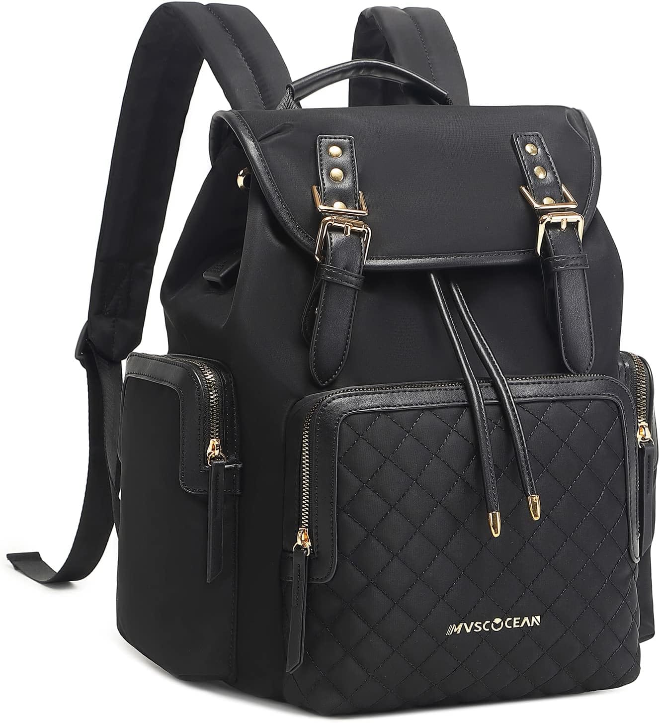 Upgrade your daily carry with this versatile, black, quilted-detail backpack designed for both style and functionality.