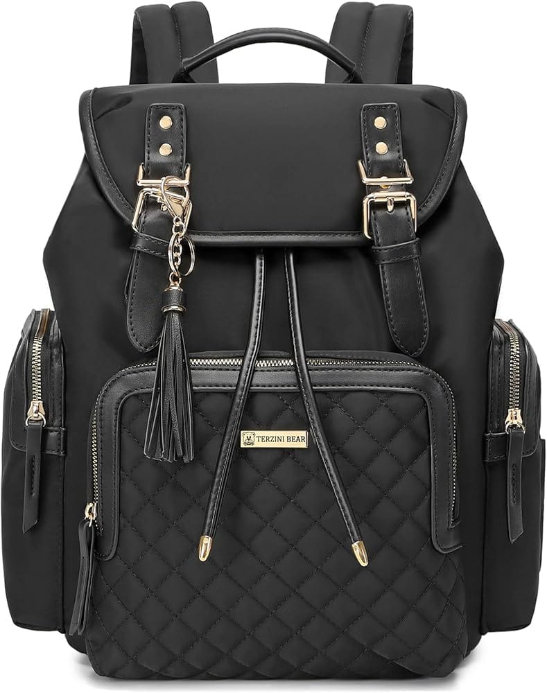 Upgrade your daily carry with this versatile, black, quilted-detail backpack designed for both style and functionality.