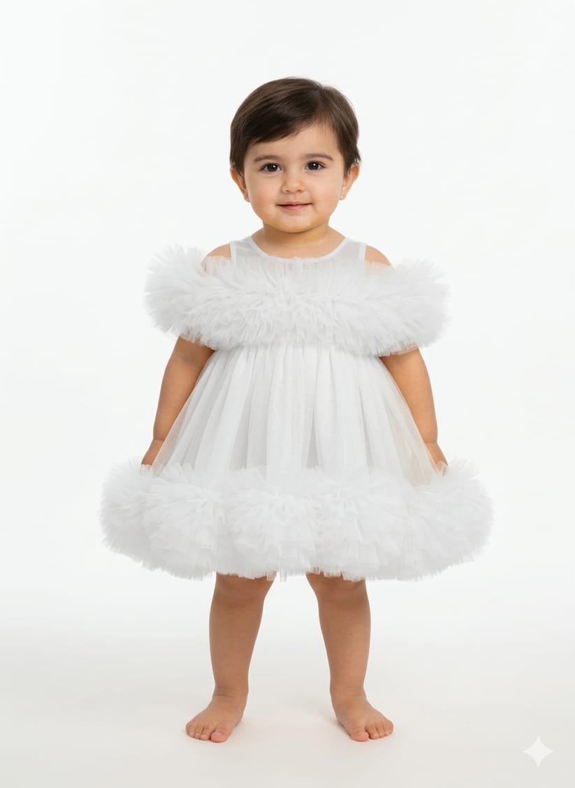 Elegant Toddler Tulle Ruffle Party Dress in Multiple Colors for Birthdays