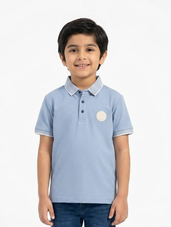 Premium Cotton Polo T-Shirt For Boys Featuring Stylish Printed Collar And Comfortable Breathable Fabric