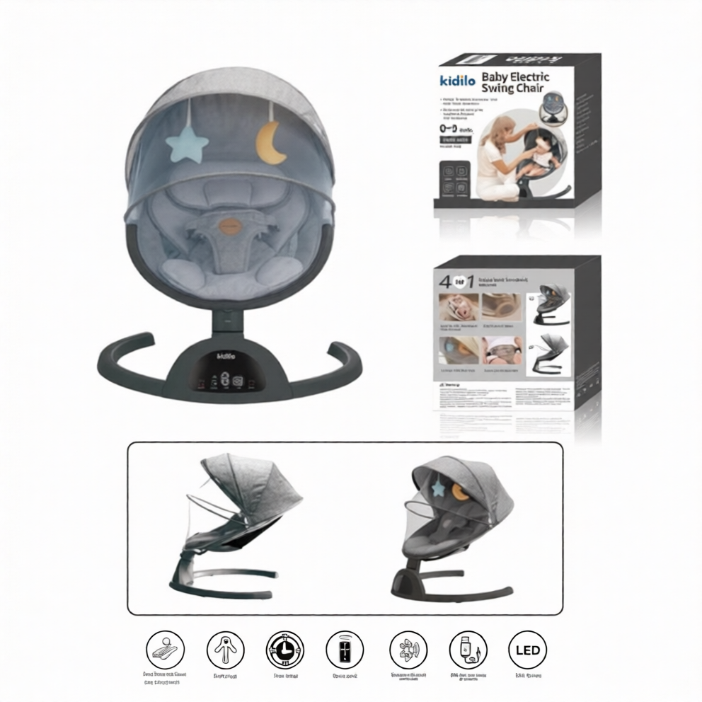 Kidilo Electric Baby Swing Chair With Music Timer Remote Control
