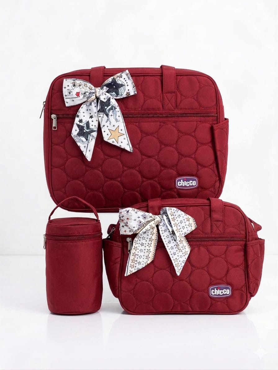 Chicco 3-Piece Quilted Diaper Bag Set with Matching Pouch & Bottle Holder