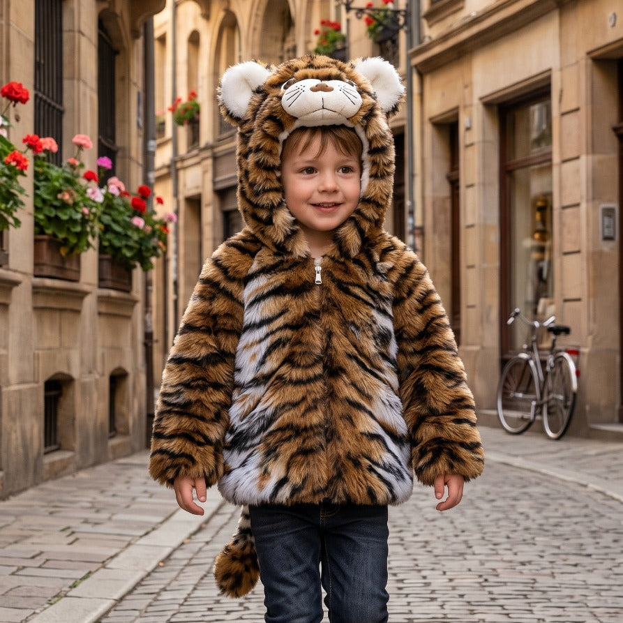Cute Kids Animal Print Soft Fur Winter Warm Hooded Jacket Collection
