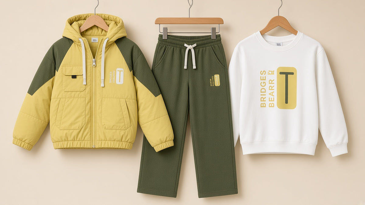 Kids Winter 3-Piece Tracksuit Set Hooded Jacket Sweatshirt and Jogger Pants