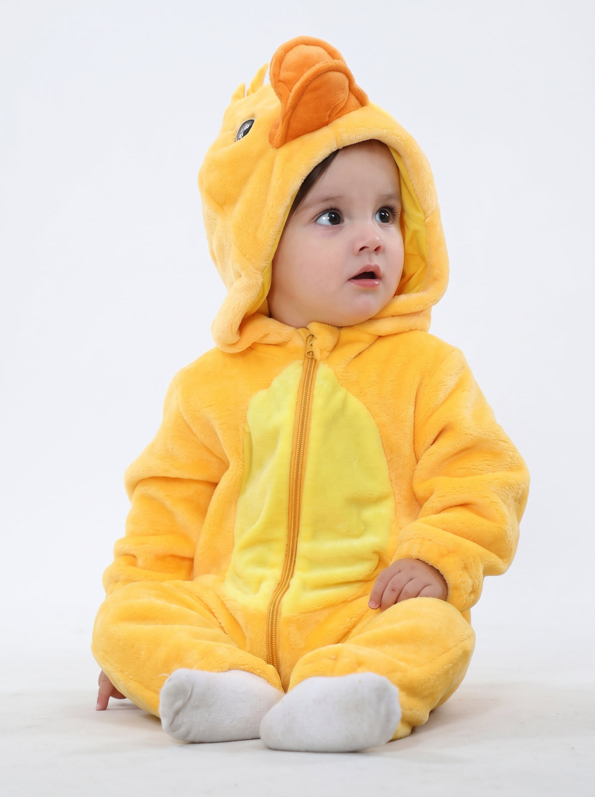 Cozy Plush Yellow Duck Baby Romper Hooded Yellow Chick Costume Cute Soft Infant