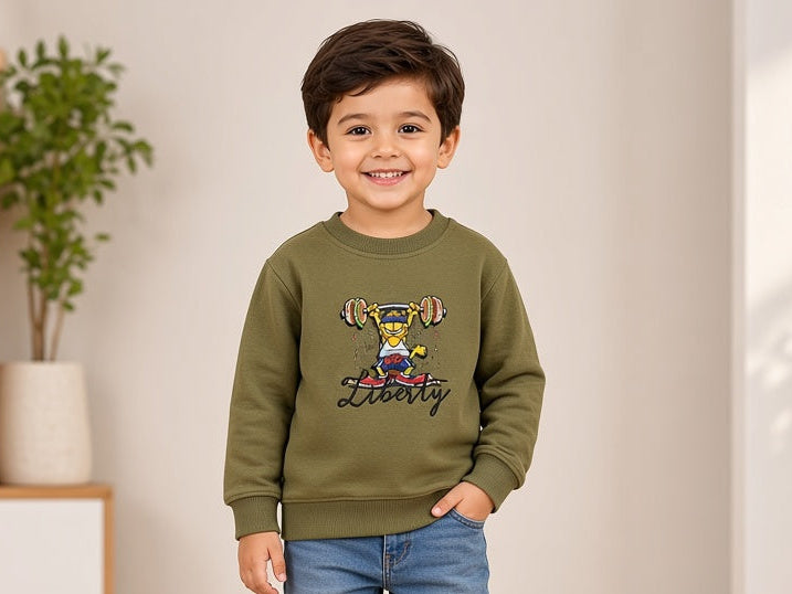Kids Winter Printed Fleece Sweatshirt Weightlifting Garfield Graphic Front And Back Printed