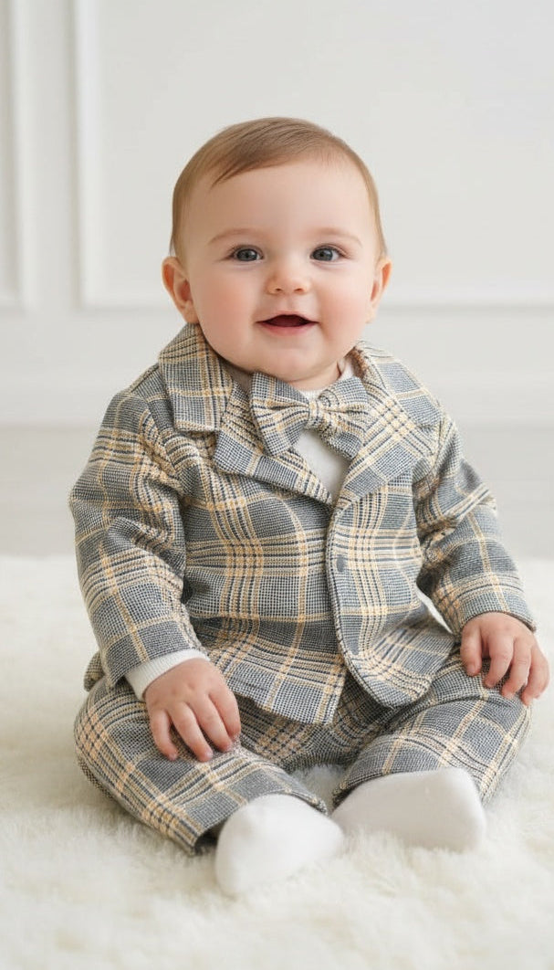 Turkey Imported Baby 3-Piece Set (0–12 Months) | Coat + Shirt + Trouser with Bow Tie
