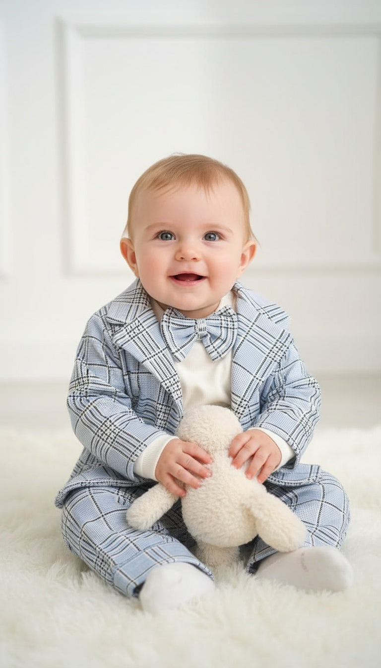 Turkey Imported Baby 3-Piece Set (0–12 Months) | Coat + Shirt + Trouser with Bow Tie