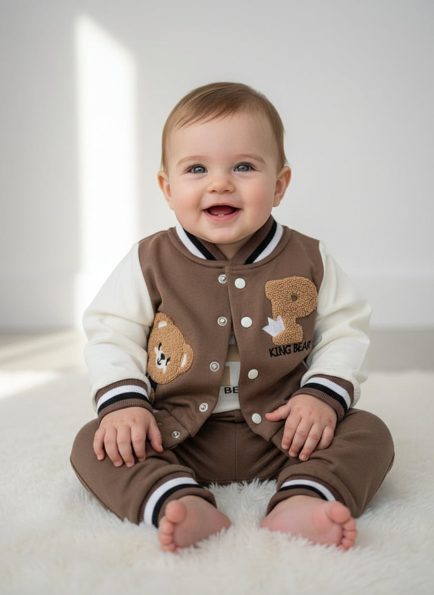 Turkey Imported Baby 3-Piece Suit (0–9 Months) | Bodysuit + Upper + Trouser