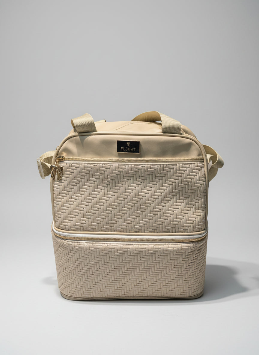 Premium Multi-Functional Woven Textured Diaper Bag and Travel Tote with Adjustable Shoulder Straps