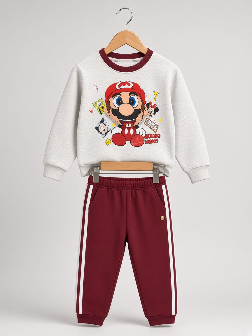 Stylish Kids Two Piece Cartoon Character Sweatshirt And Jogger Set