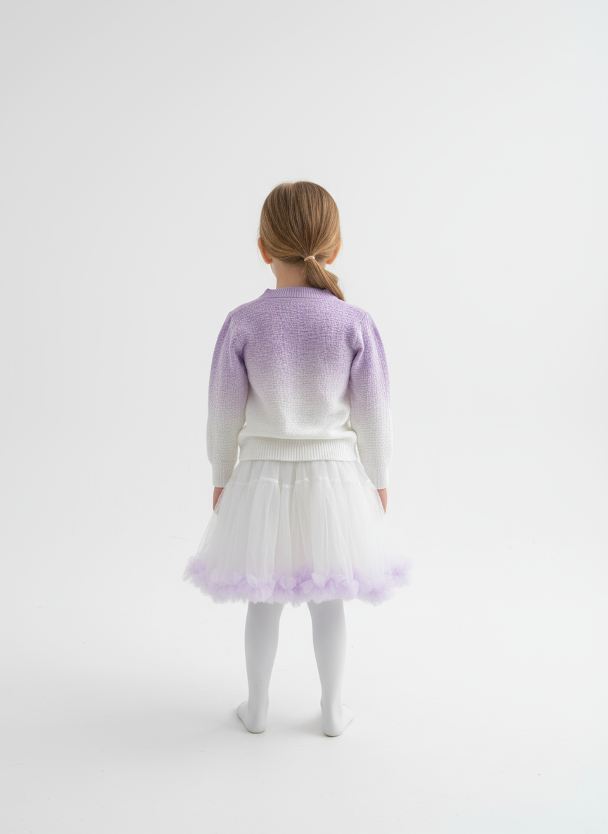 Premium Baby Girl Gradient Wool Cardigan – Pink & Purple Soft Winter Wear