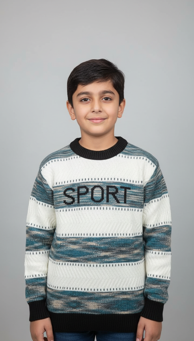 Boys Classic Winter Wool Sweater – Ultra Soft, Cozy & Trendy Pattern | Cream-Brown, Cream-Black & Cream-Maroon | Sizes 5–10 Years